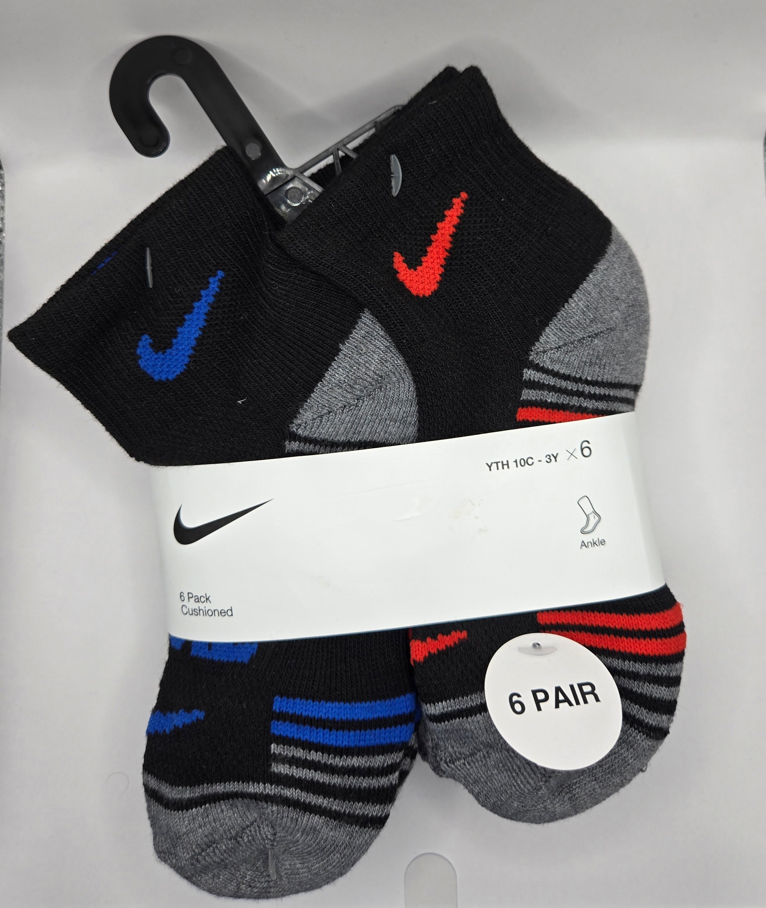 Nike Kids Cushioned Ankle Socks, Multicolor (6 Pack)