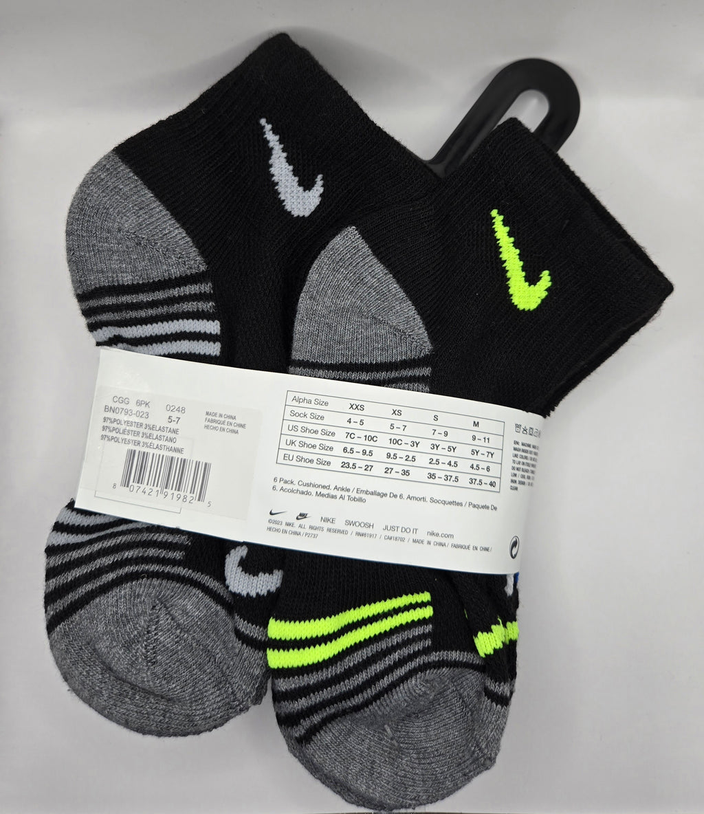 Nike Kids Cushioned Ankle Socks, Multicolor (6 Pack)