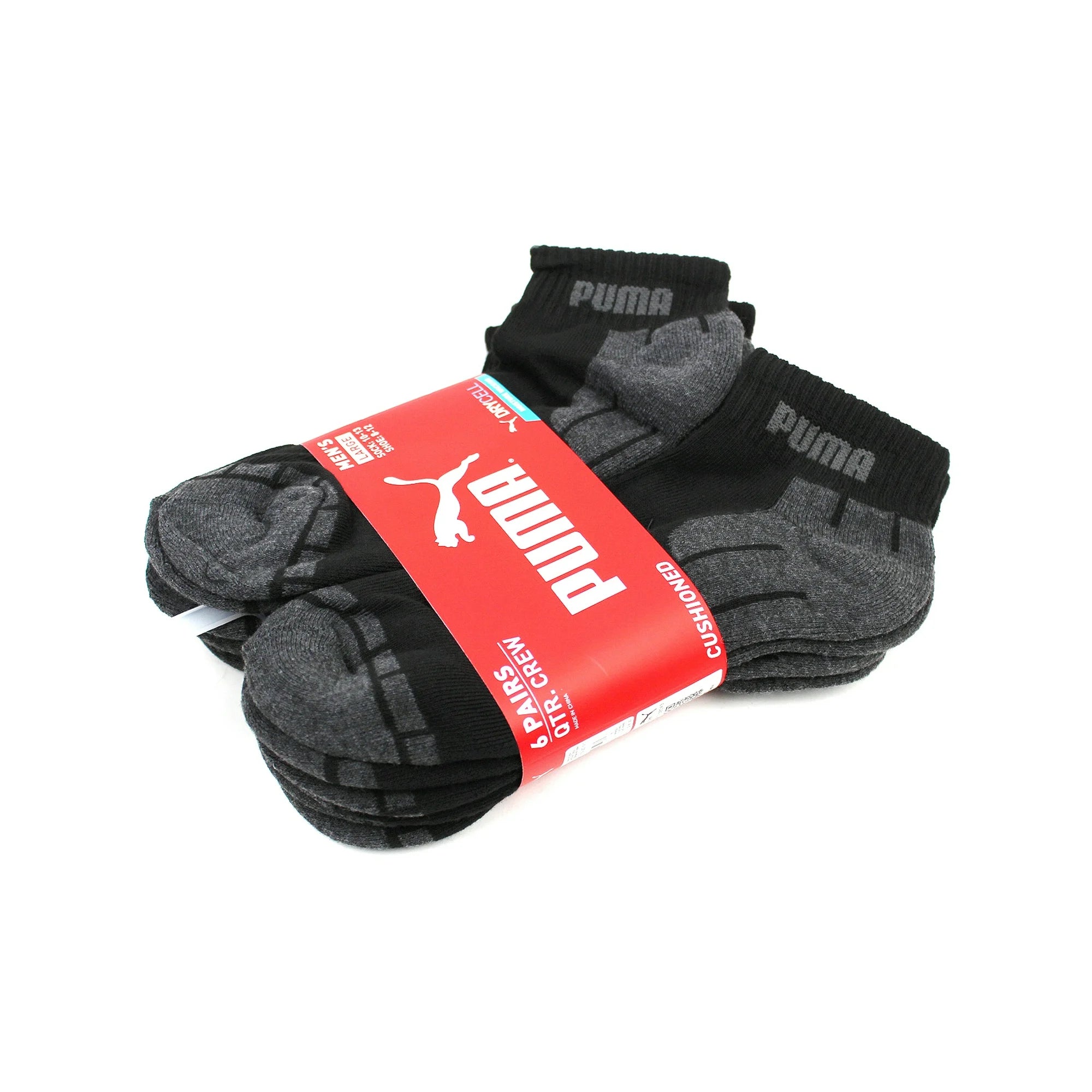 PUMA Mens 6-Pack Quarter Crew Socks