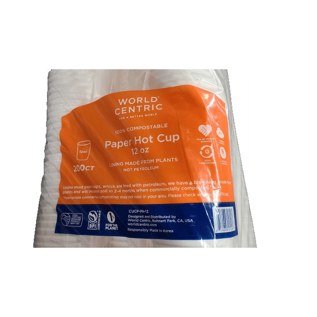 World Centric Paper Hot Cup 12 oz - 200 Count