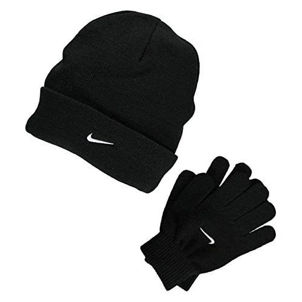 Nike Boys 8-20 Snow Runner Beanie and Glove Set Black One Size