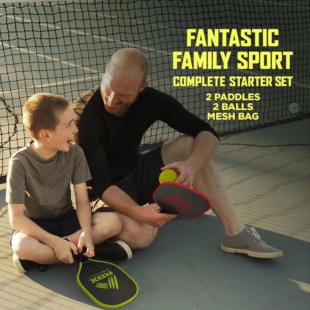 RBX Pickleball Set - (2) Premium Wooden Paddles, (2) X-40 Outdoor Balls, Mesh Bag - Outdoor Game for Adult & Kids