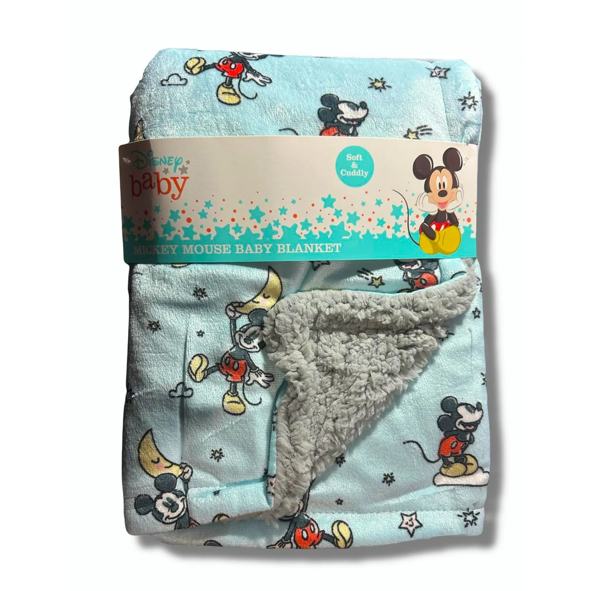 BLANKET PLUSH - DISNEY BOYS 243 - MICKEY MOON BLUE - BABY TODDLER CRIB BED