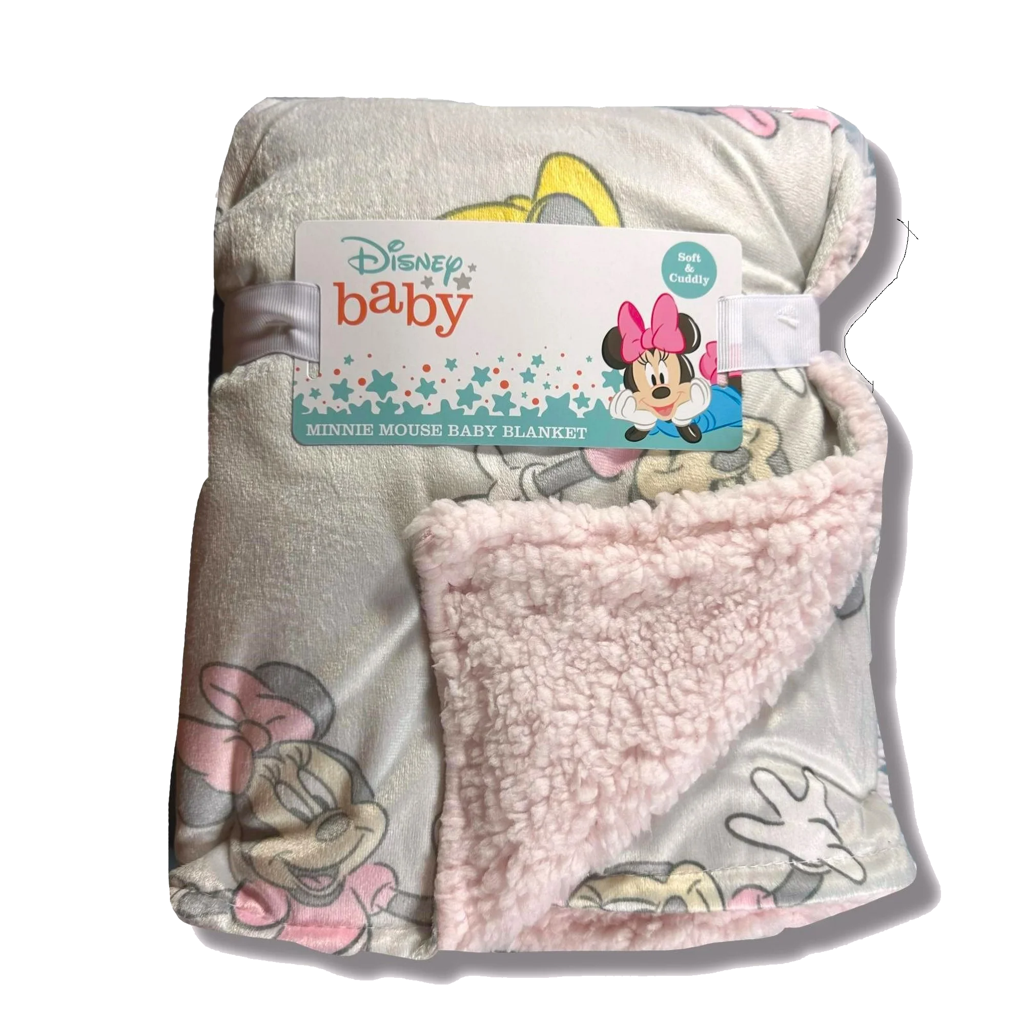 BLANKET PLUSH - DISNEY GIRLS 243 - MINNIE MOUSE GREY PINK -BABY TODDLER CRIB BED