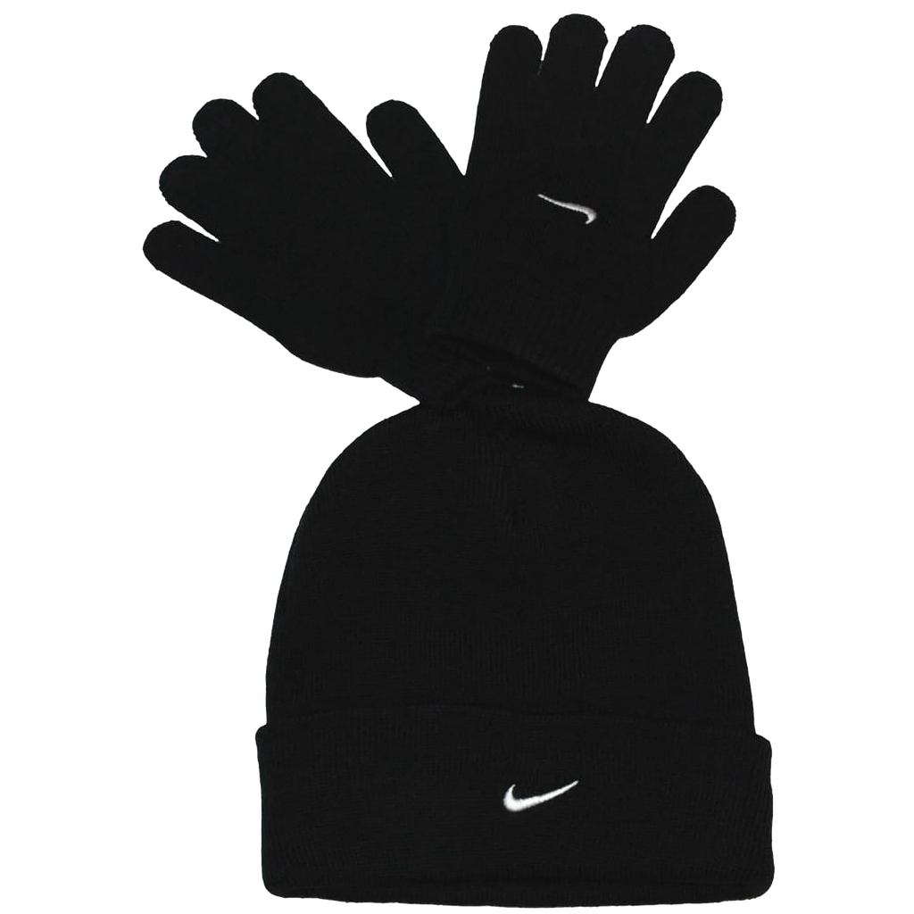 Nike Boys 8-20 Snow Runner Beanie and Glove Set Black One Size