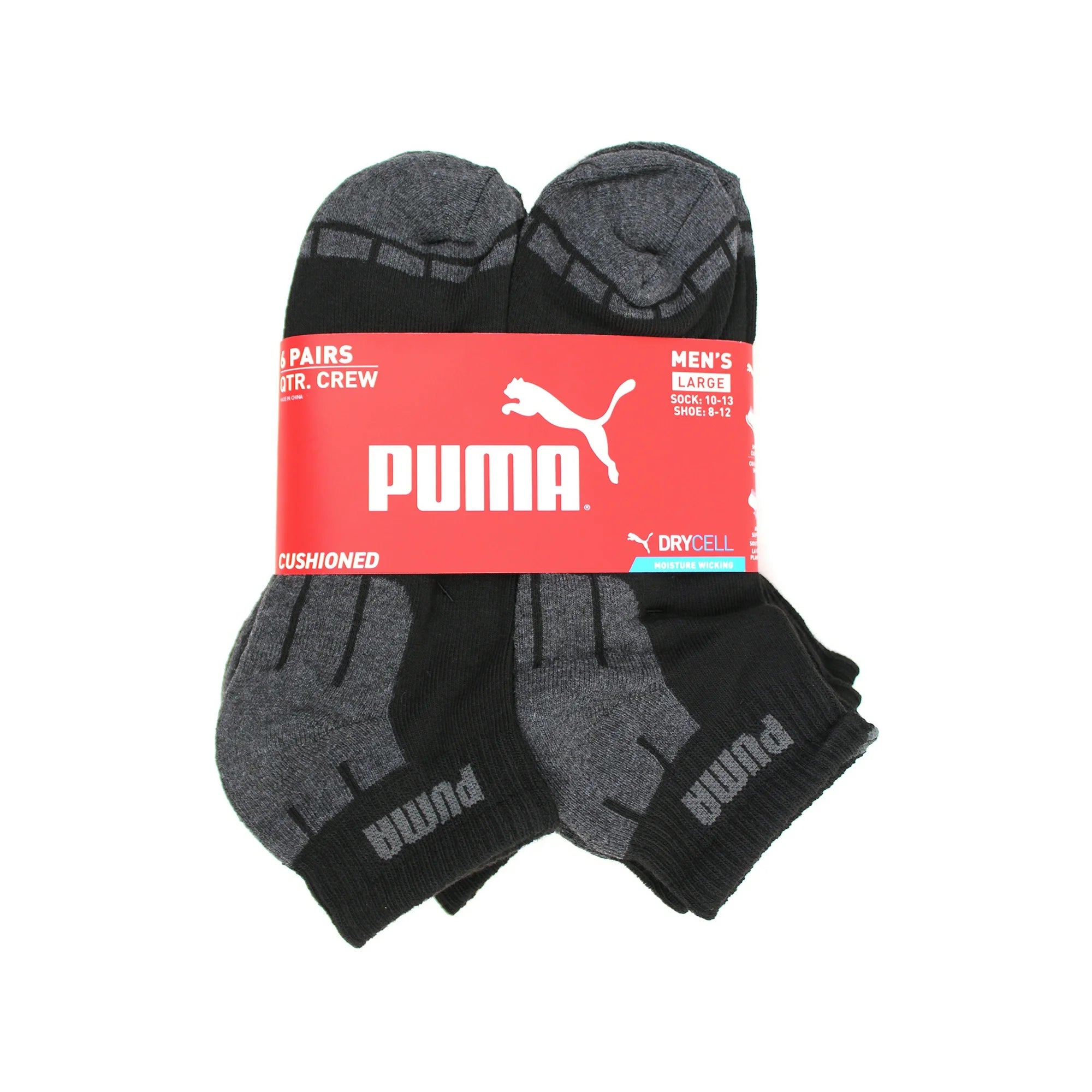 PUMA Mens 6-Pack Quarter Crew Socks