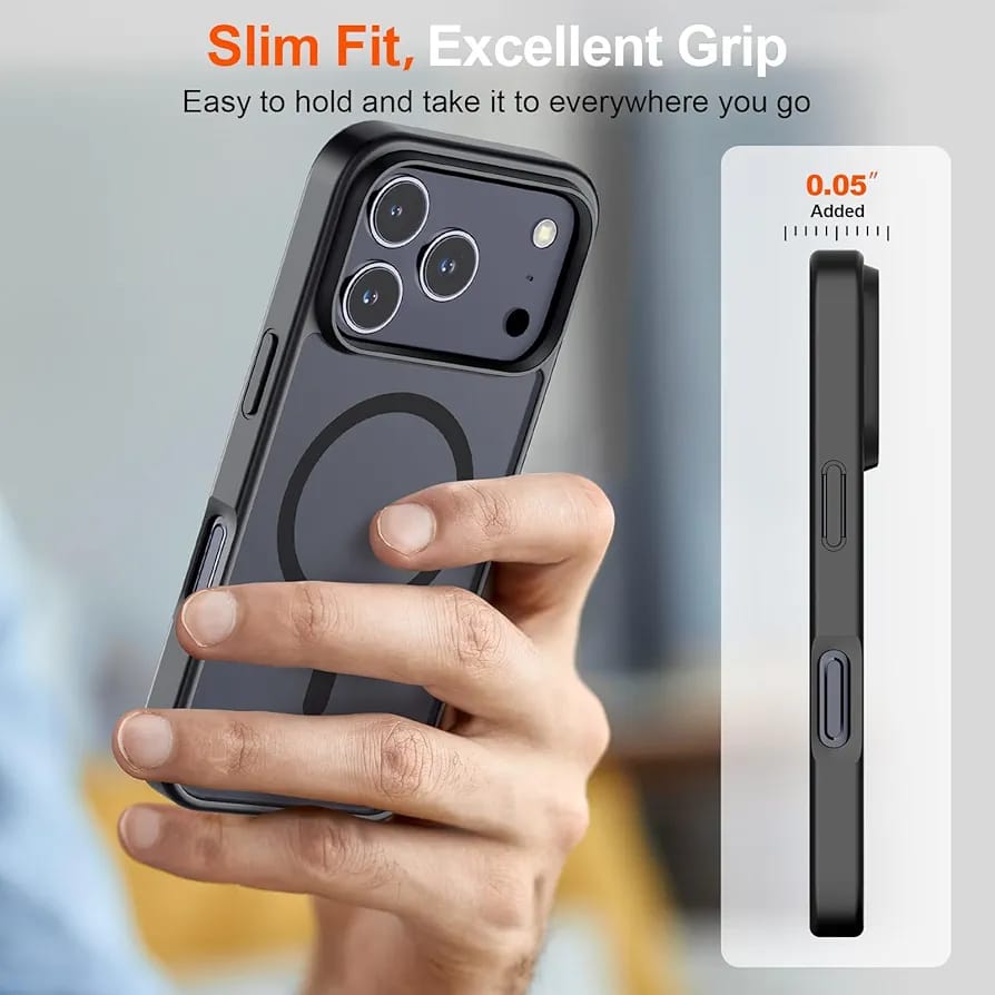 Magnetic Case for iPhone 17 Pro Max (Compatible with MagSafe)(Military Grade Drop Protection) Translucent Matte Shockproof with Anti-Fingerprint Phone Cover 2025, Black