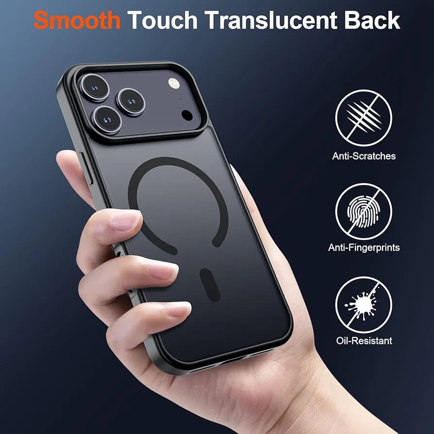 Magnetic Case for iPhone 17 Pro Max (Compatible with MagSafe)(Military Grade Drop Protection) Translucent Matte Shockproof with Anti-Fingerprint Phone Cover 2025, Black