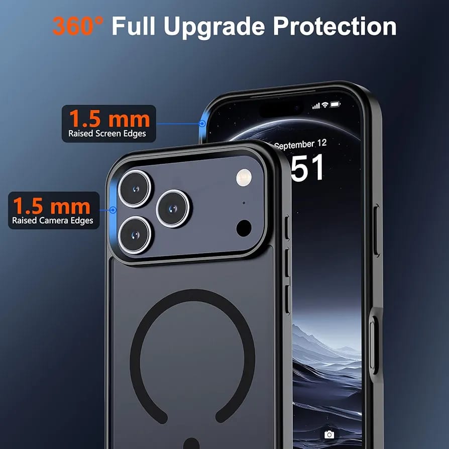 Magnetic Case for iPhone 17 Pro Max (Compatible with MagSafe)(Military Grade Drop Protection) Translucent Matte Shockproof with Anti-Fingerprint Phone Cover 2025, Black