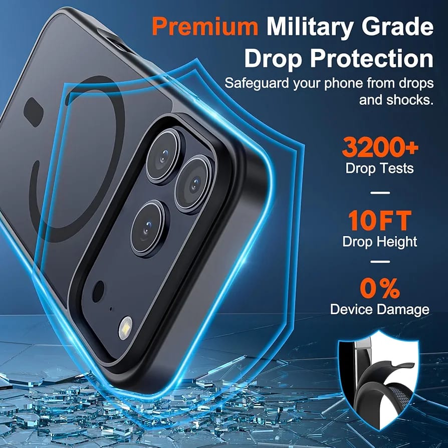 Magnetic Case for iPhone 17 Pro Max (Compatible with MagSafe)(Military Grade Drop Protection) Translucent Matte Shockproof with Anti-Fingerprint Phone Cover 2025, Black