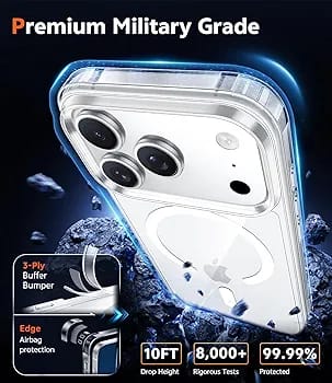 The Crystal iPhone 17 Pro Max Case, Full Camera Protection with Screen Protector, Anti-Yellowing Military-Grade Protection Shockproof Slim Phone Case for iPhone 17 ProMax, Clear
