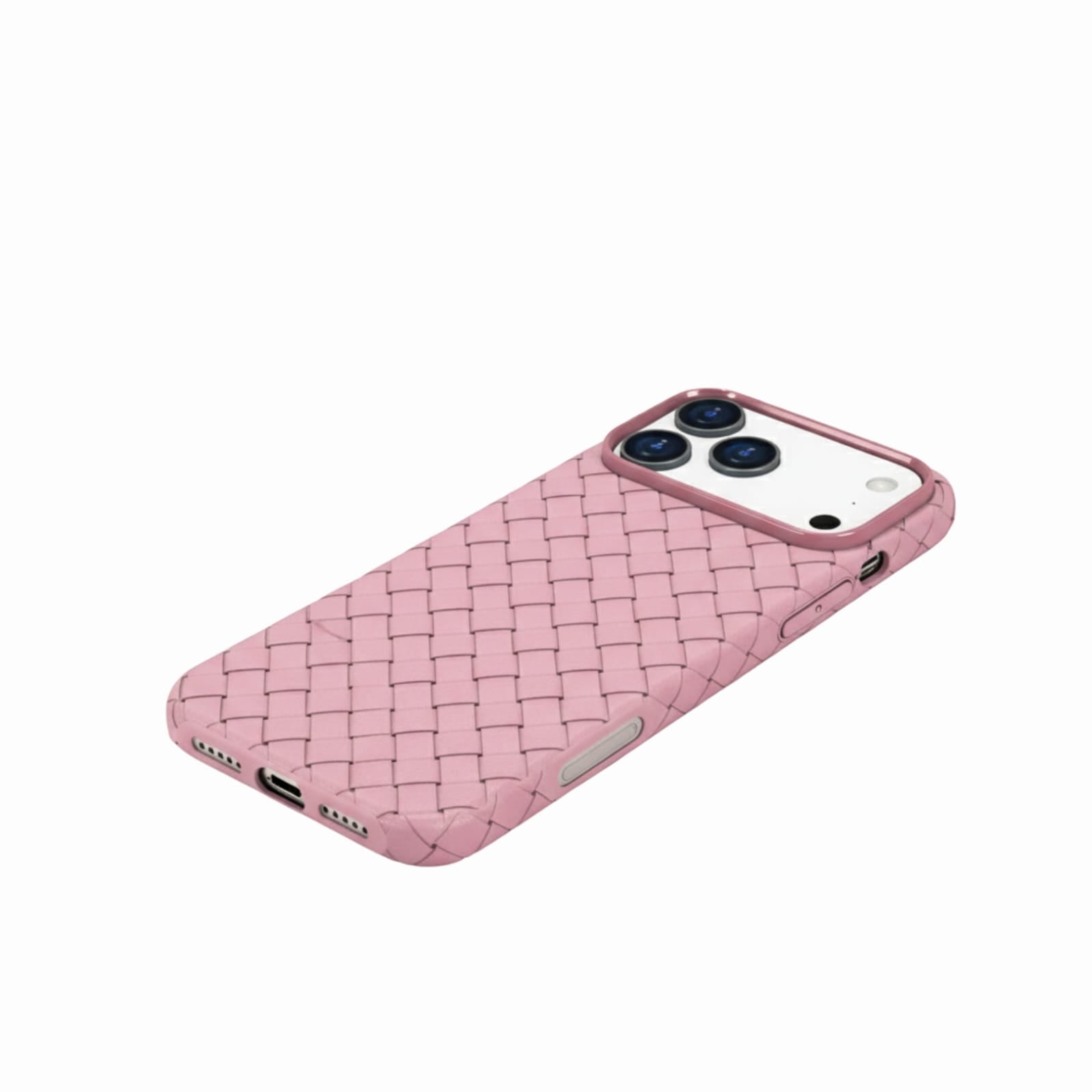 LuxWeave Series iPhone 17 Case, Blush Pink – Petal Weave