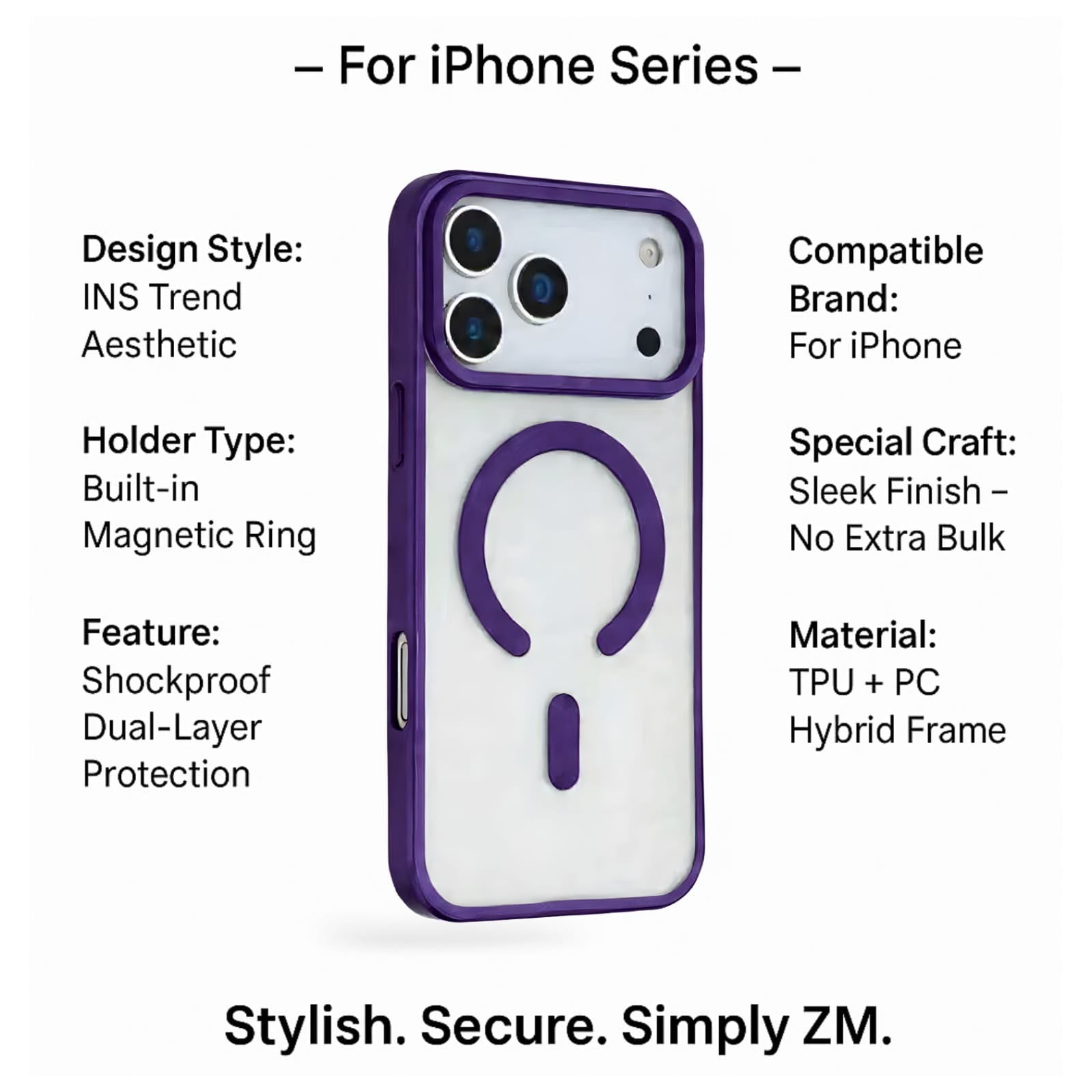 HaloGrip Magnetic Case – Dual Layer Protection for iPhone, Velvet Purple