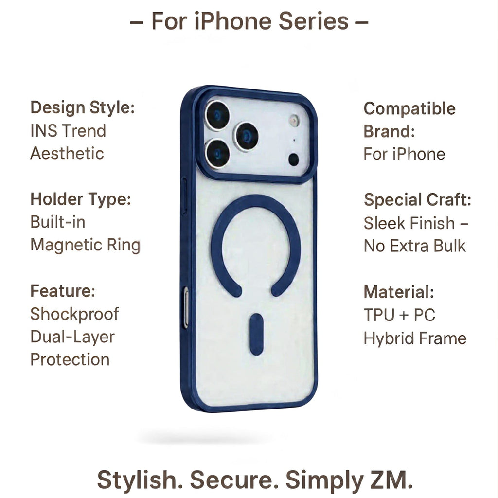 HaloGrip Magnetic Case – Dual Layer Protection for iPhone, Midnight Blue