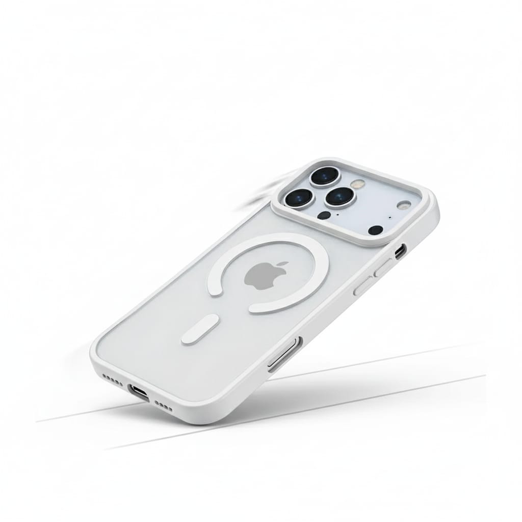HaloGrip Magnetic Case – Dual Layer Protection for iPhone, Frost White