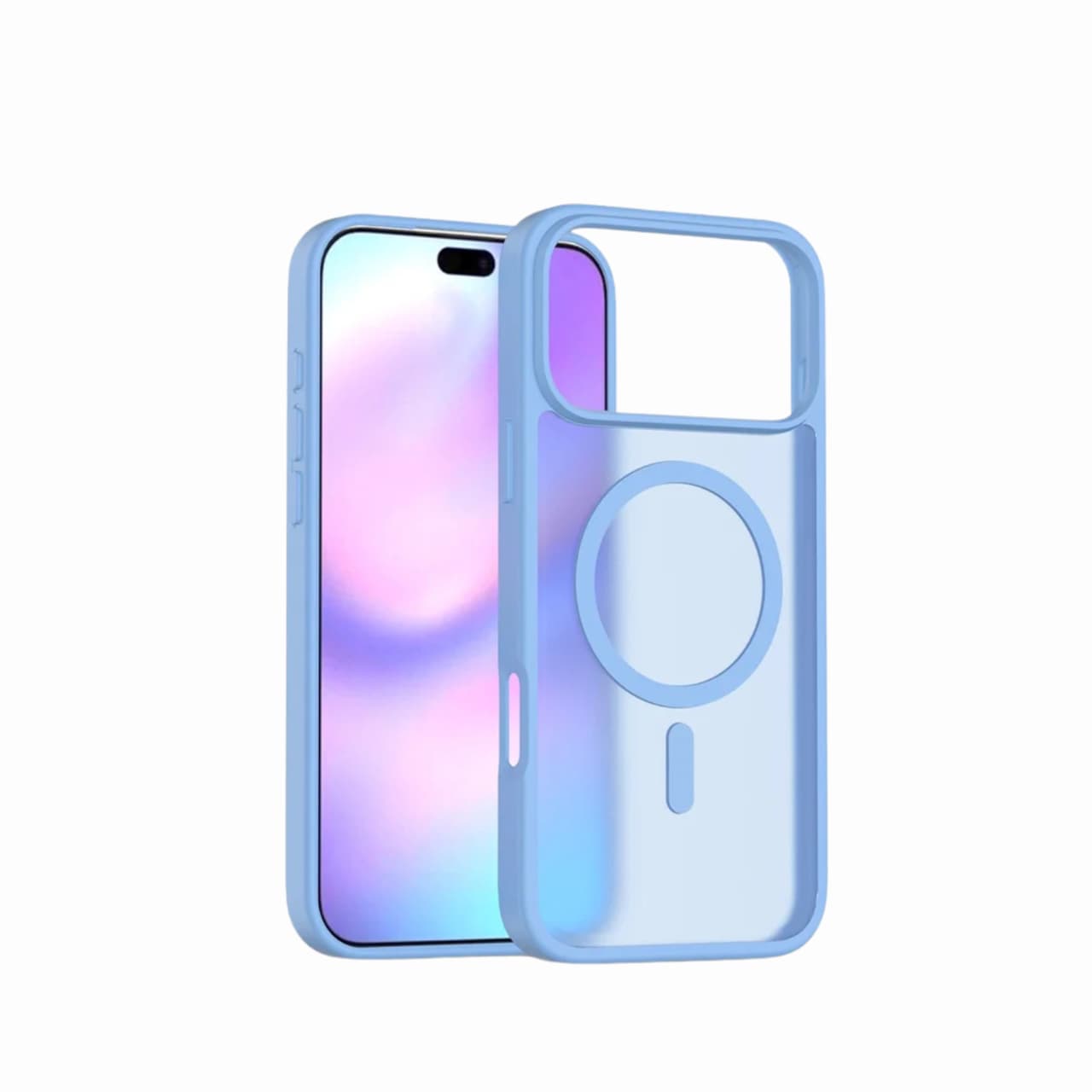 iPhone 17 Pro Max Case, MagSafe Compatible, Soft-Touch TPU Acrylic Back – Blue Color