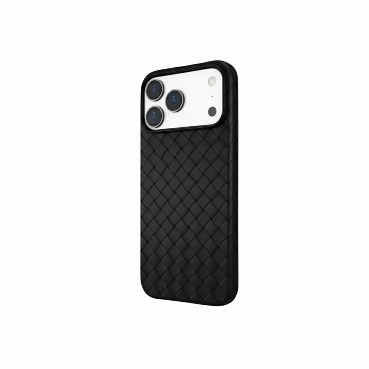 LuxWeave Series IPhone 17 Case, Black – Midnight Grid