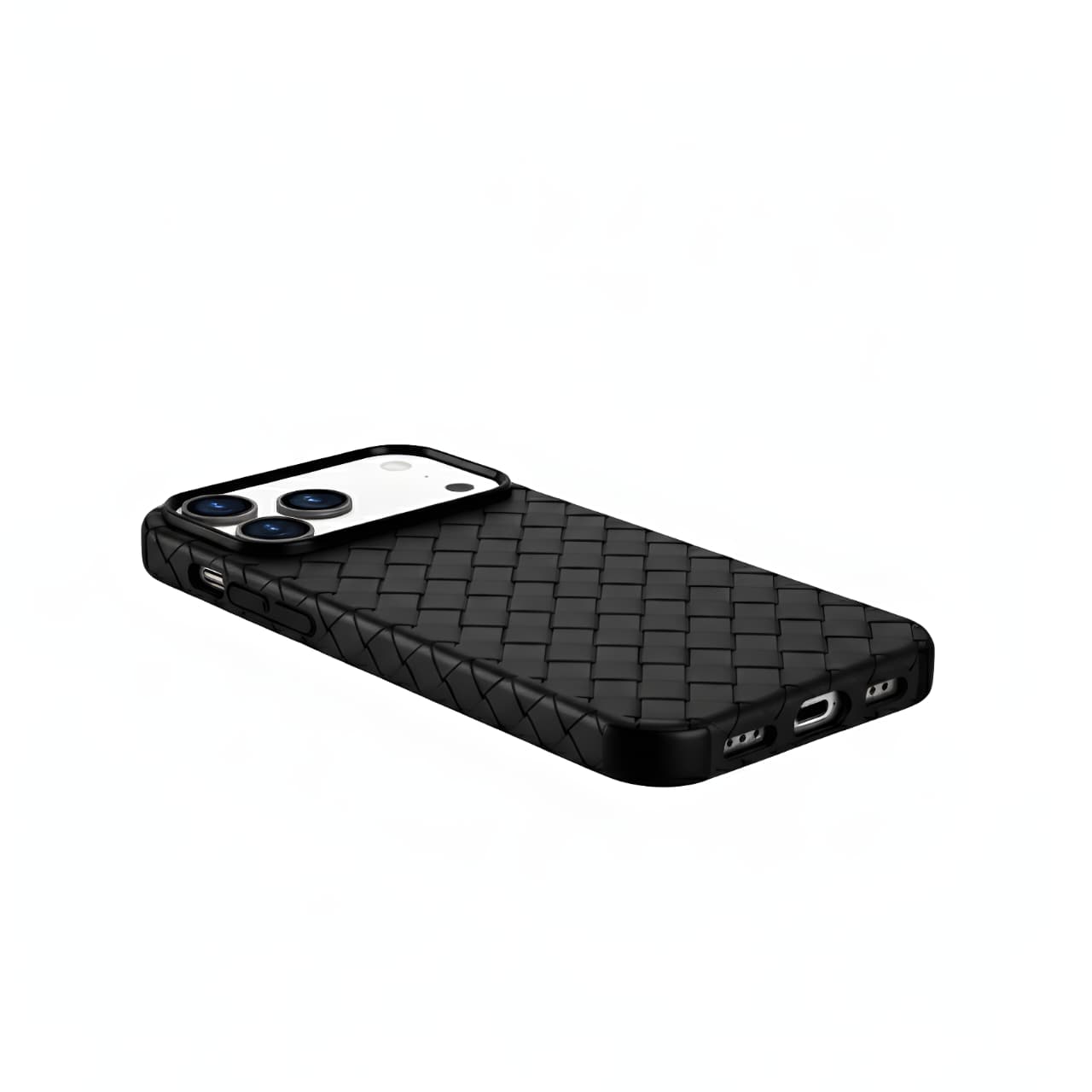 LuxWeave Series IPhone 17 Case, Black – Midnight Grid
