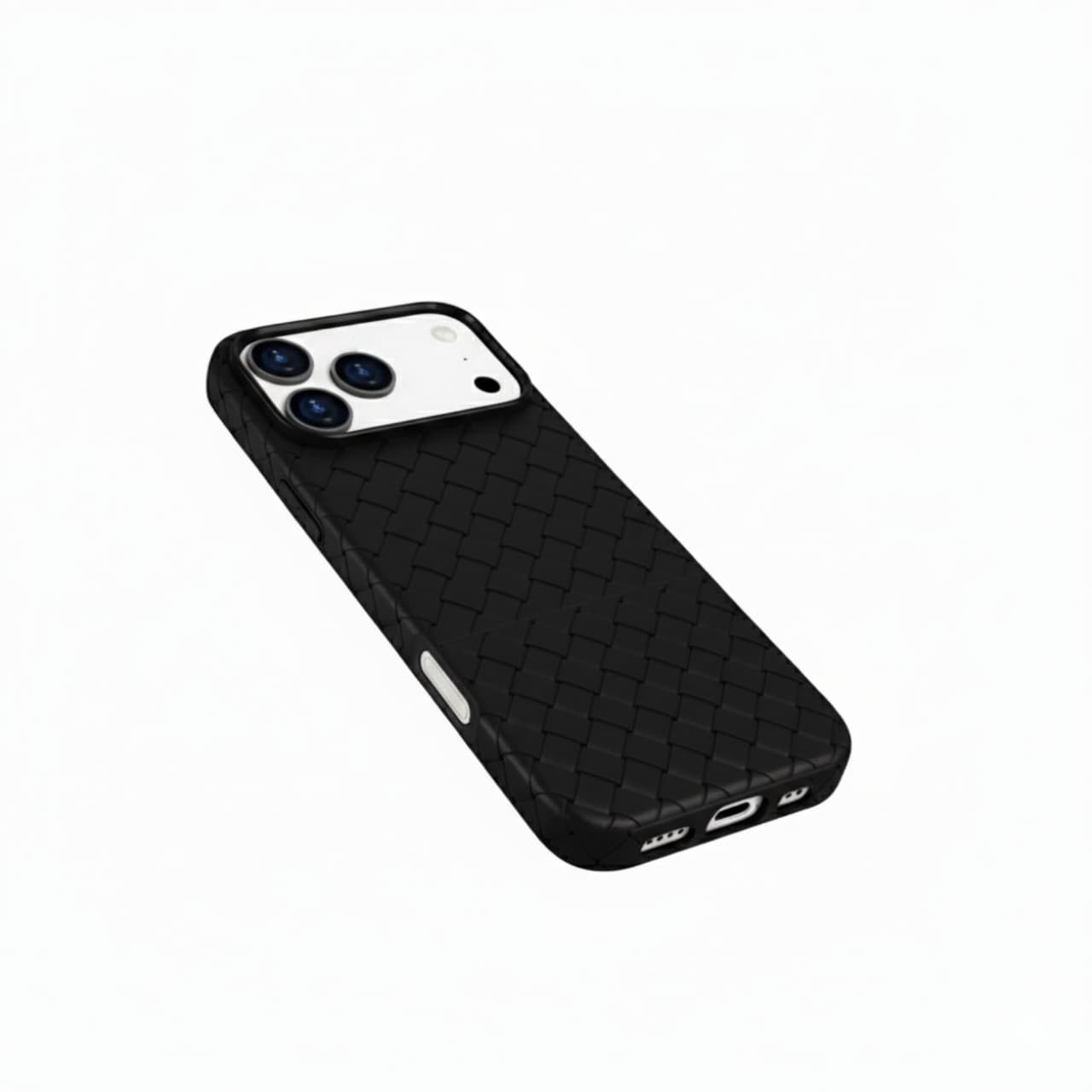 LuxWeave Series IPhone 17 Case, Black – Midnight Grid