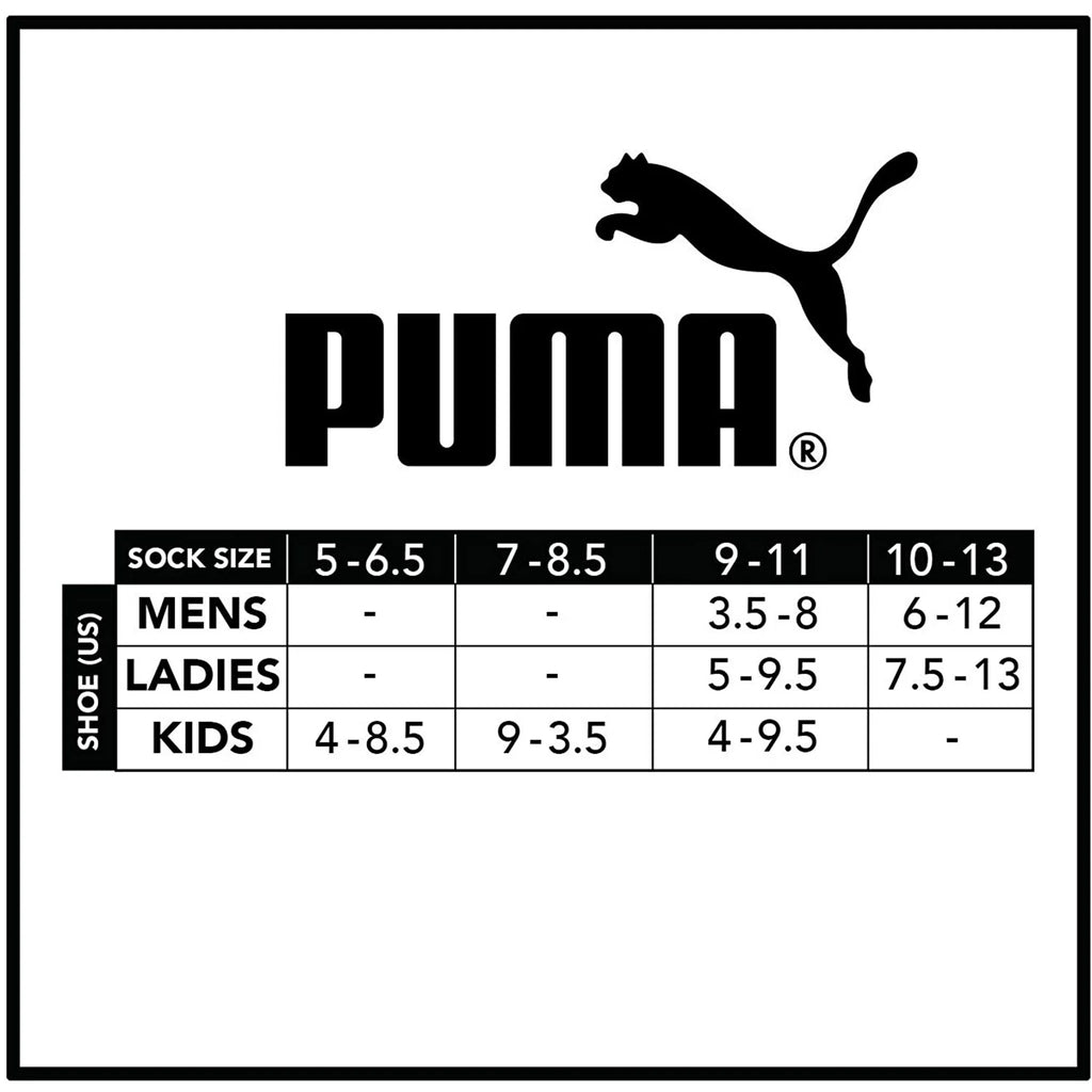 Men's Puma P116386 Athletic Terry Quarter Socks - 6 Pack (Black/White O/S)