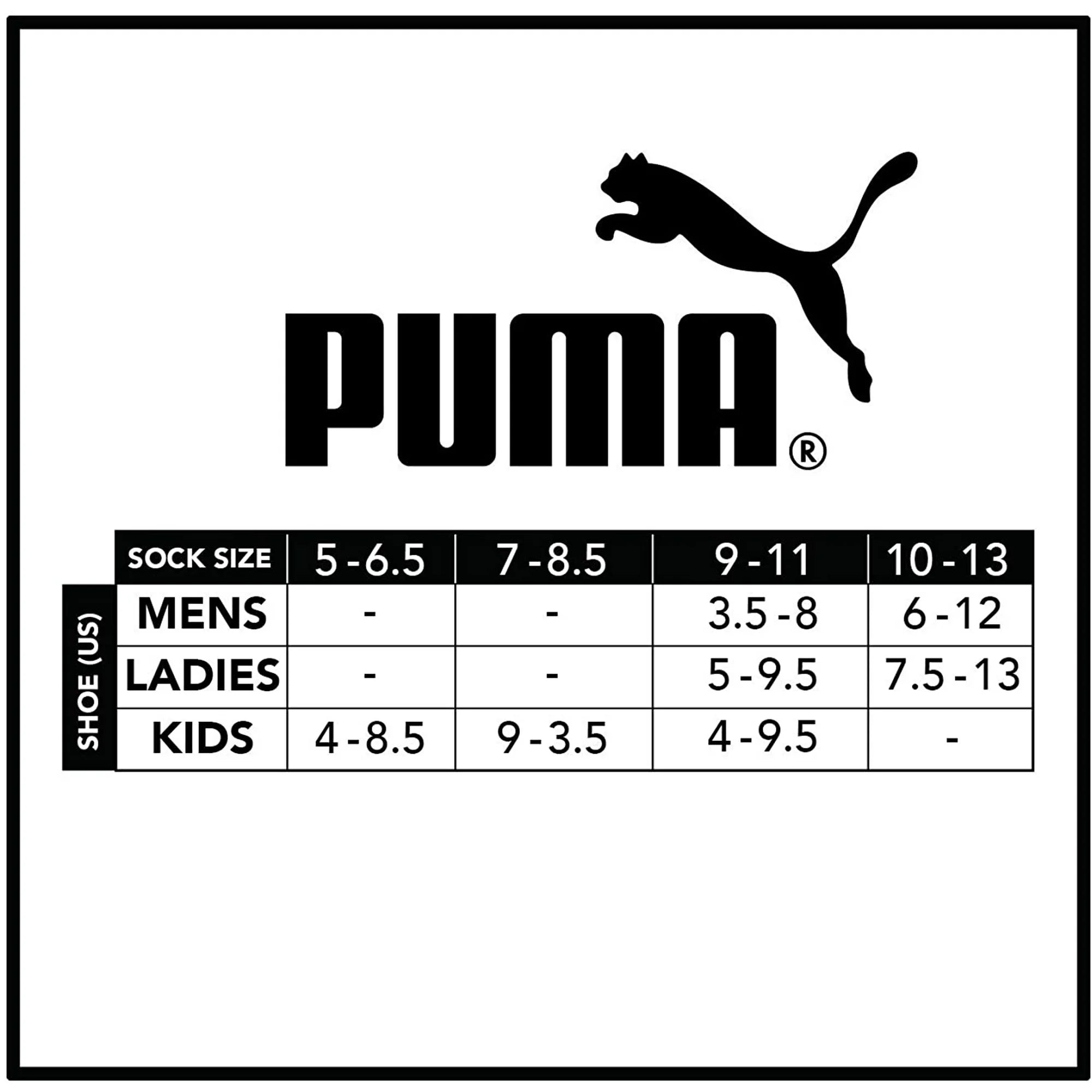 Men's Puma P116386 Athletic Terry Quarter Socks - 6 Pack (Black/White O/S)