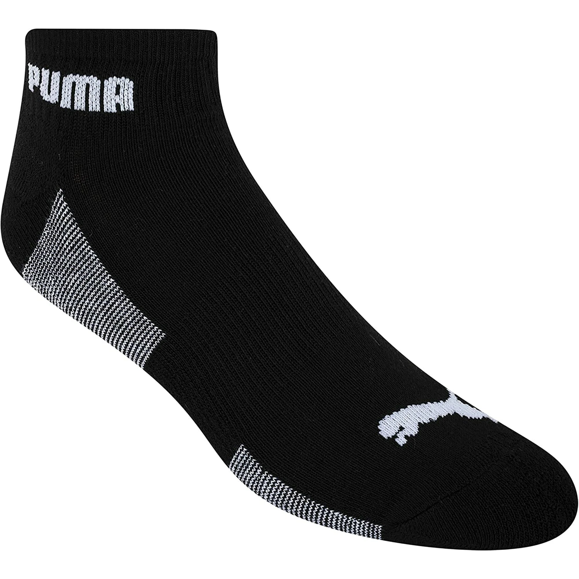 Men's Puma P116386 Athletic Terry Quarter Socks - 6 Pack (Black/White O/S)