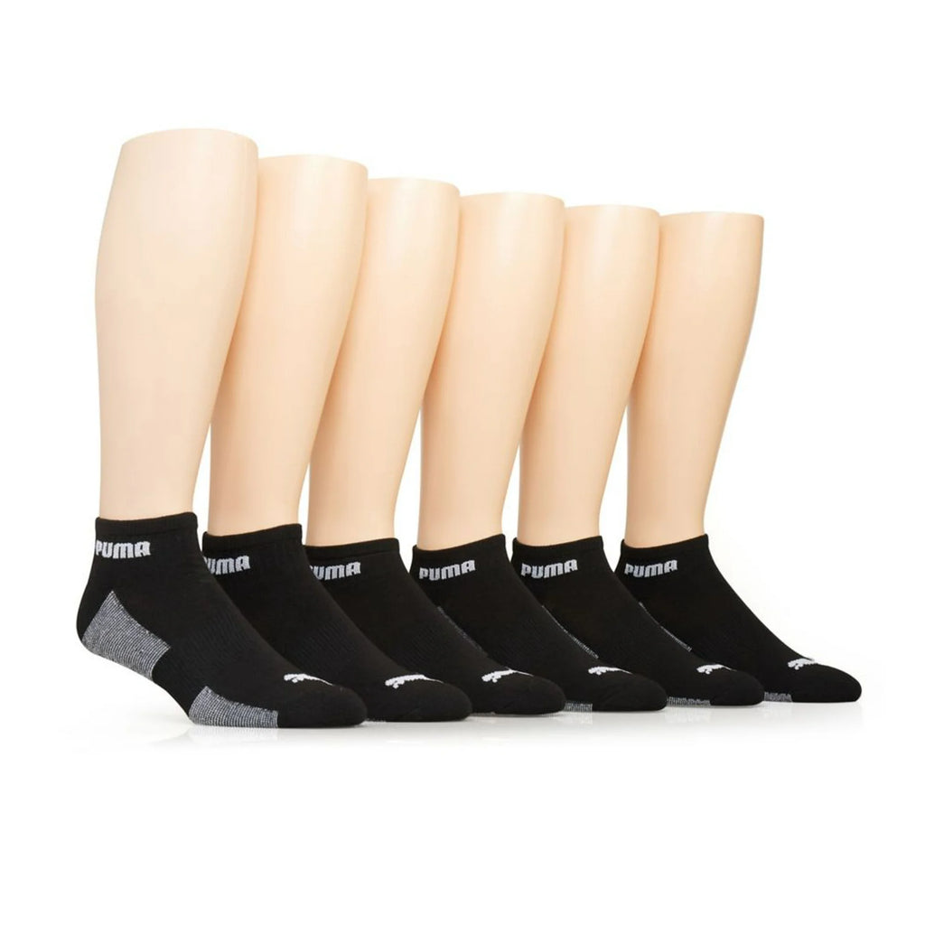 Men's Puma P116386 Athletic Terry Quarter Socks - 6 Pack (Black/White O/S)