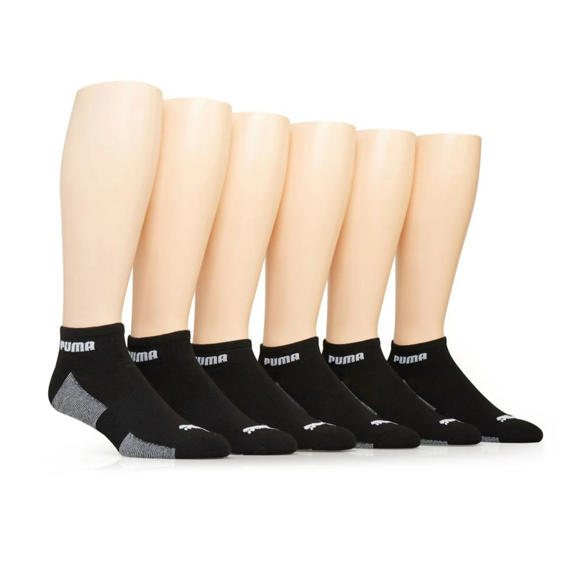 Men's Puma P116386 Athletic Terry Quarter Socks - 6 Pack (Black/White O/S)
