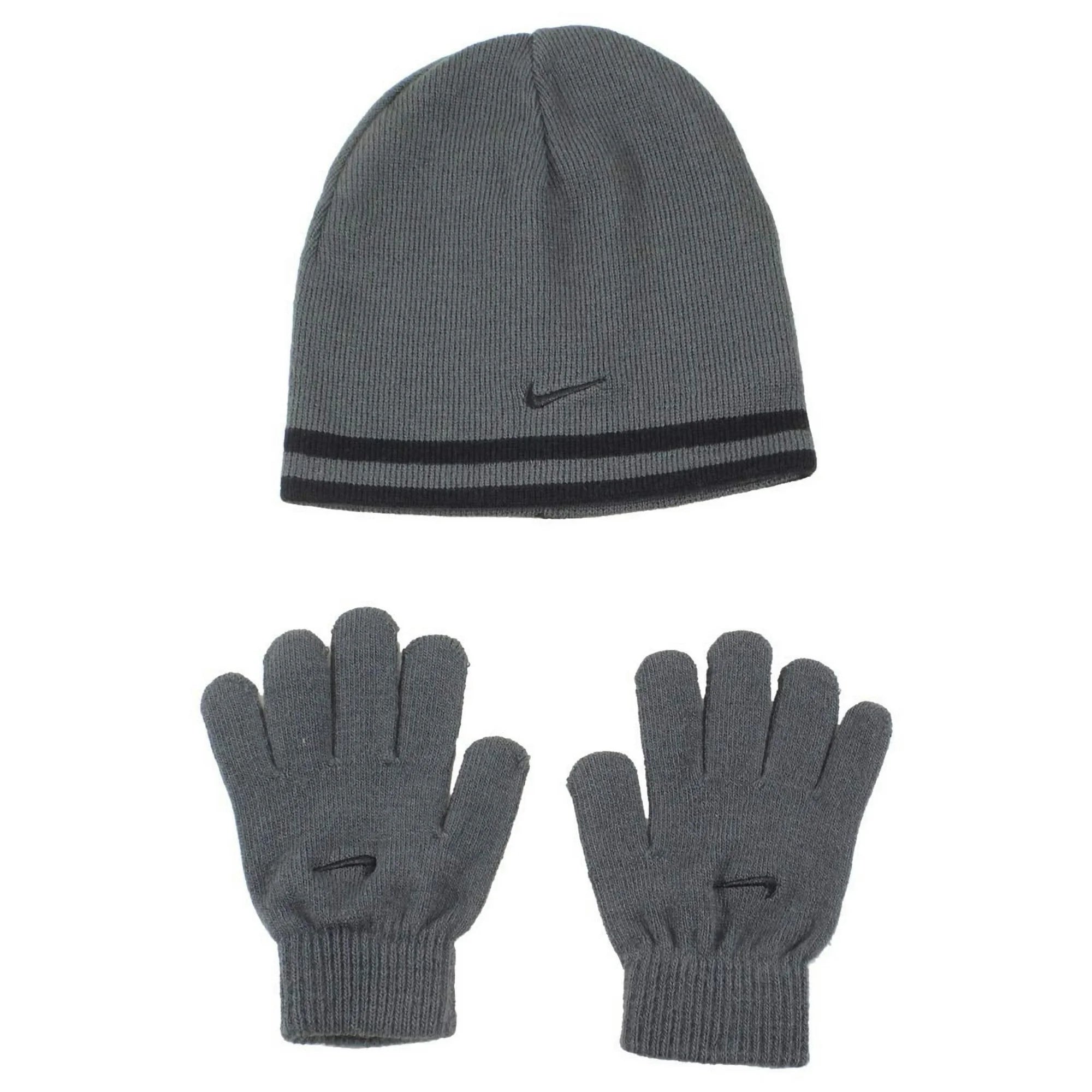 Nike Boys Reversible Beanie and Glove Set One Size Anthracite 9a2427-693 / Black/Anthracite