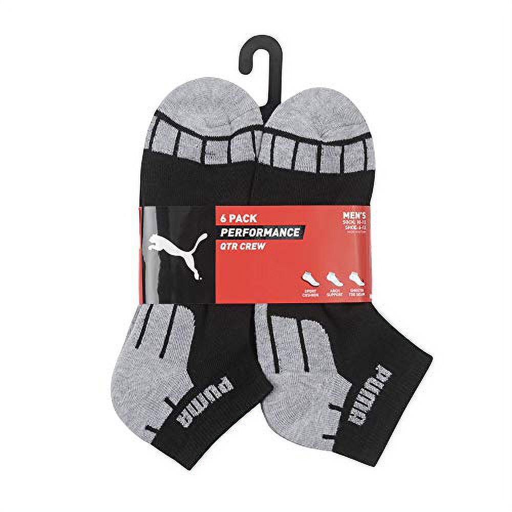 PUMA mens Men's PUMA Men s 6 Pack Quarter Crew Socks, Black/Grey, 10 13 US