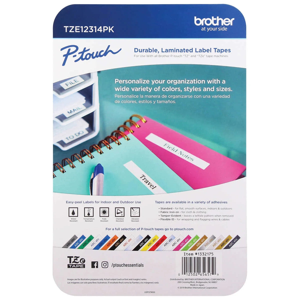 Brother P-Touch Label Tape, 1/2"W x 26.2'L (4 Count)